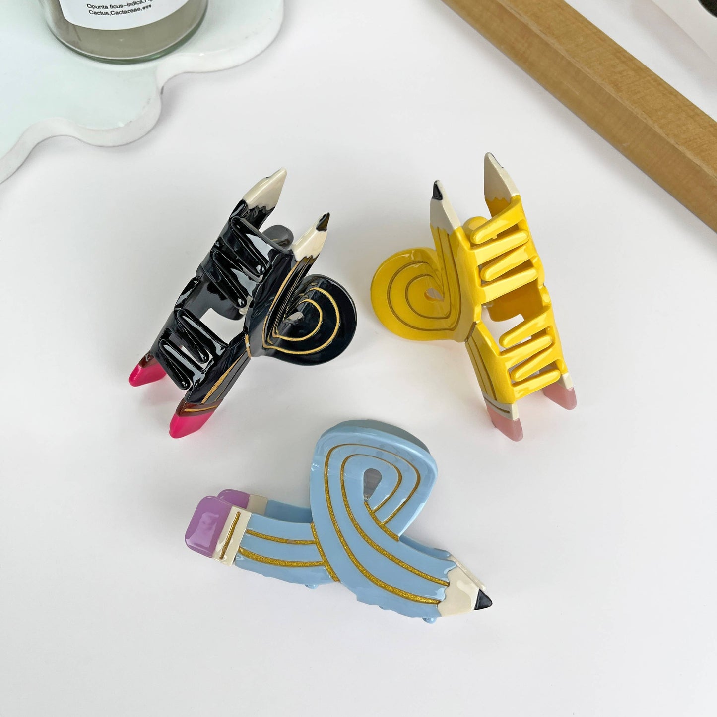 Acetate pencil hair claw clip