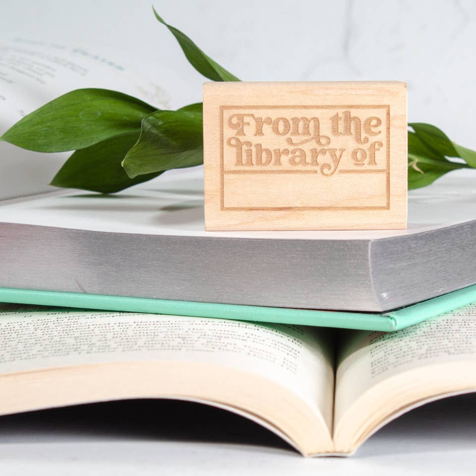 Retro From The Library Of Bookplate Rubber Stamp