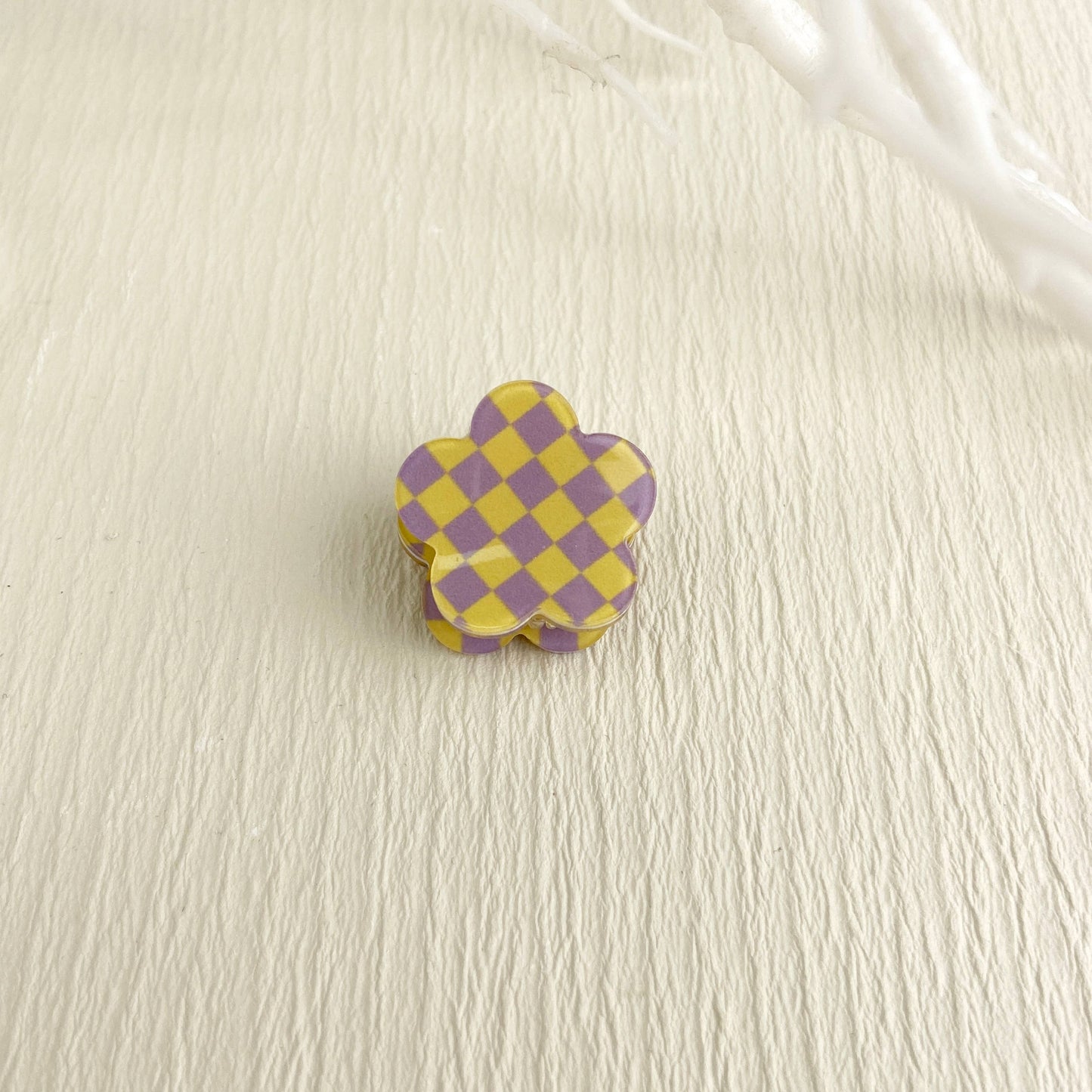 Mini Checkerboard Flower Hair Clip