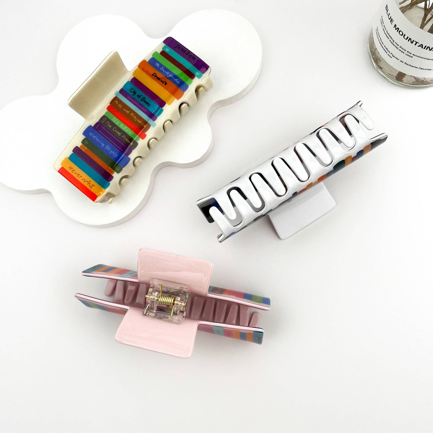 π Colorful Book Stack Hair Claw β PVC Study Buddy Clip