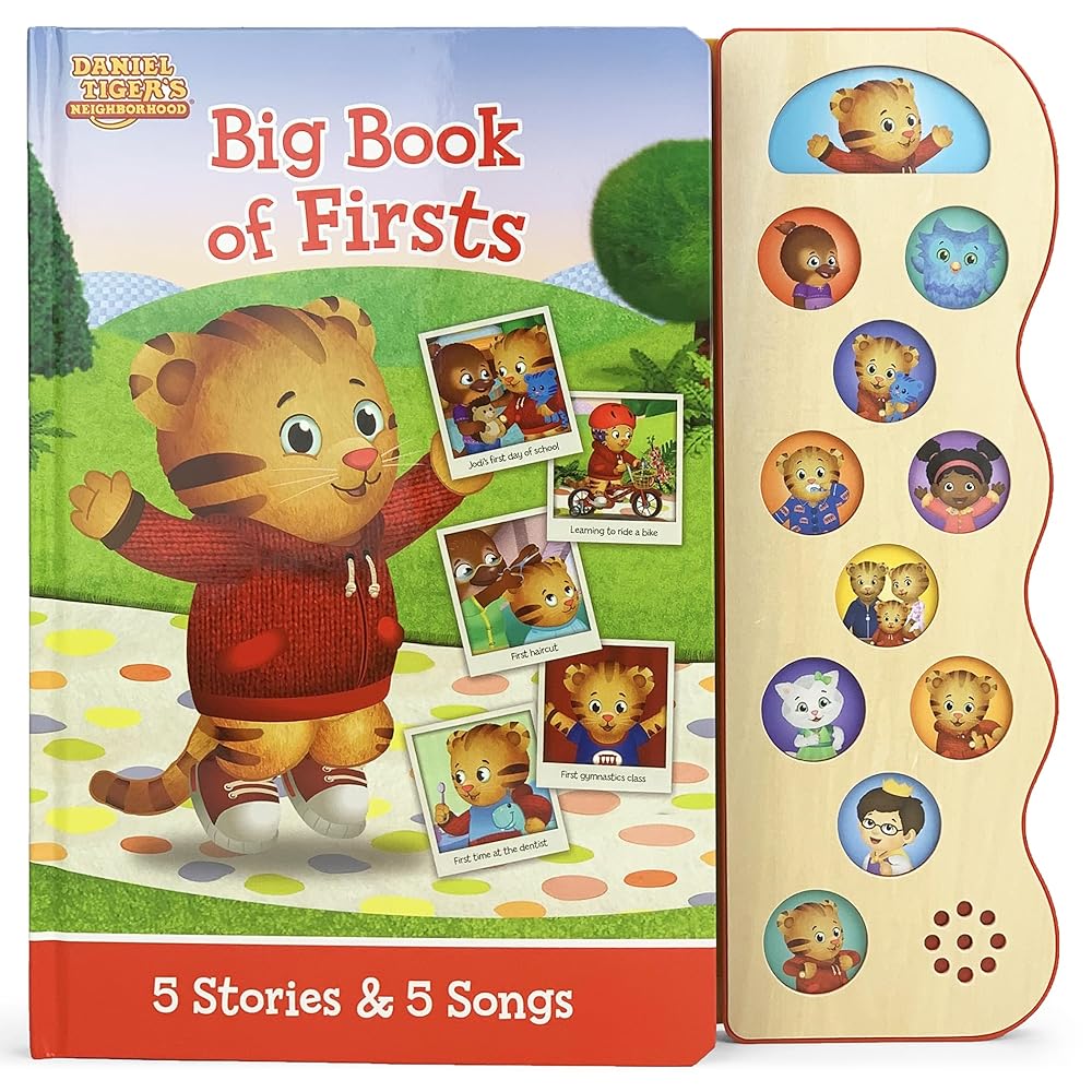 Daniel Tiger Big Book of Firsts for Toddlers: Let's Try New Things Together Includes Stories & Songs about the First Day of School, First Haircut, First Dentist Visit, and More! () cover image