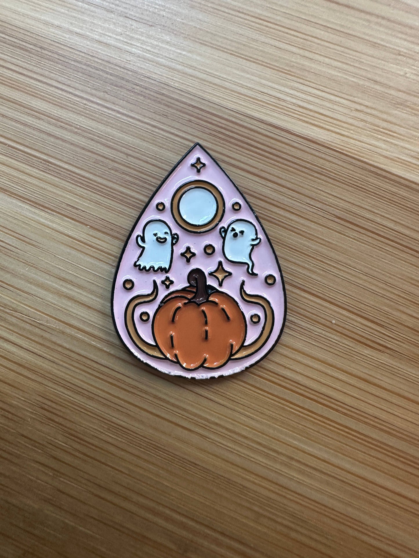 Ouija Board Planchette with Pumpkins and Ghosts Pin