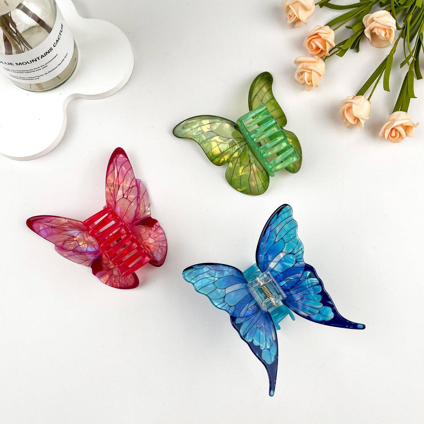 Simulation 3D butterfly elegant hair claw clip