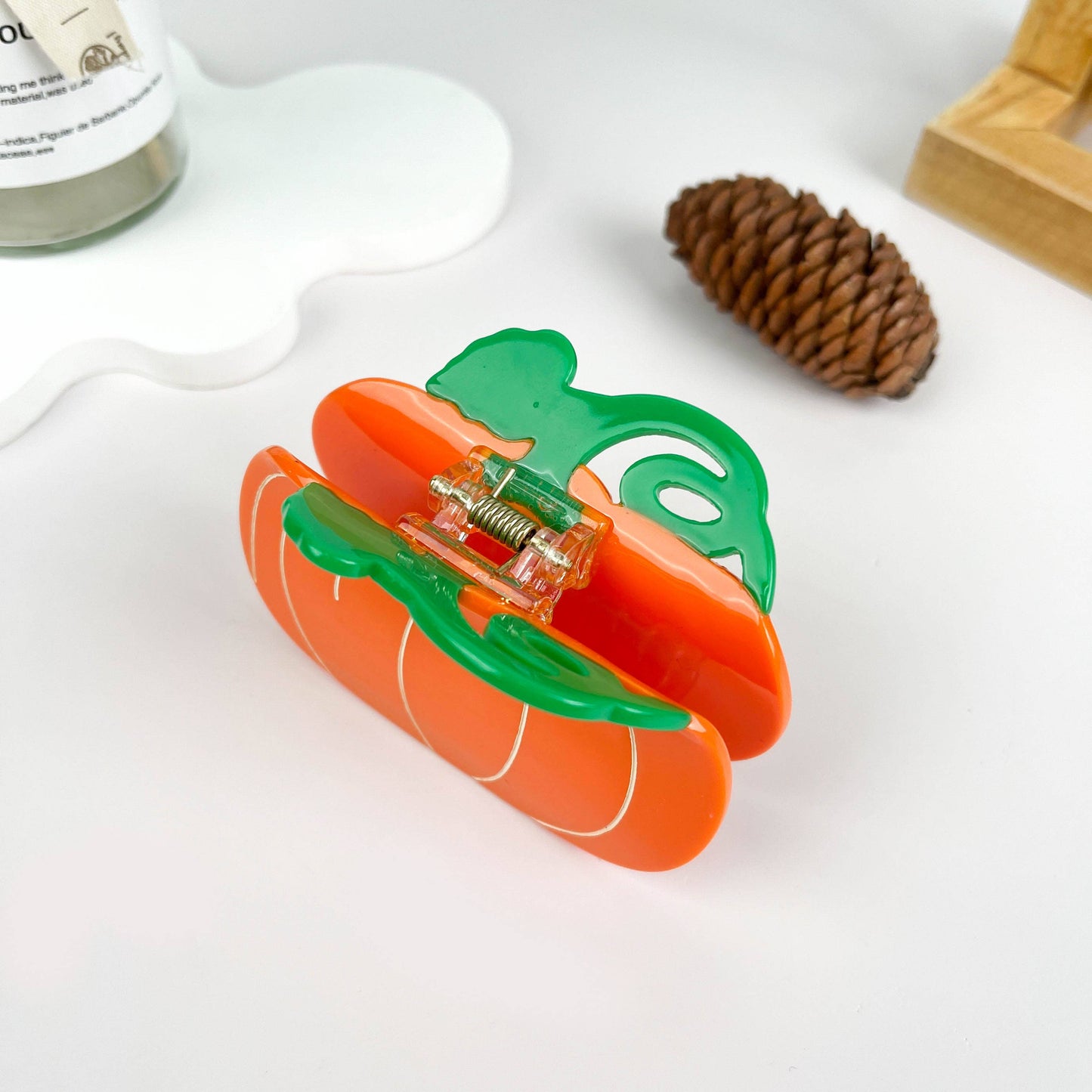 Simulation pumpkin acetate hair claw clip