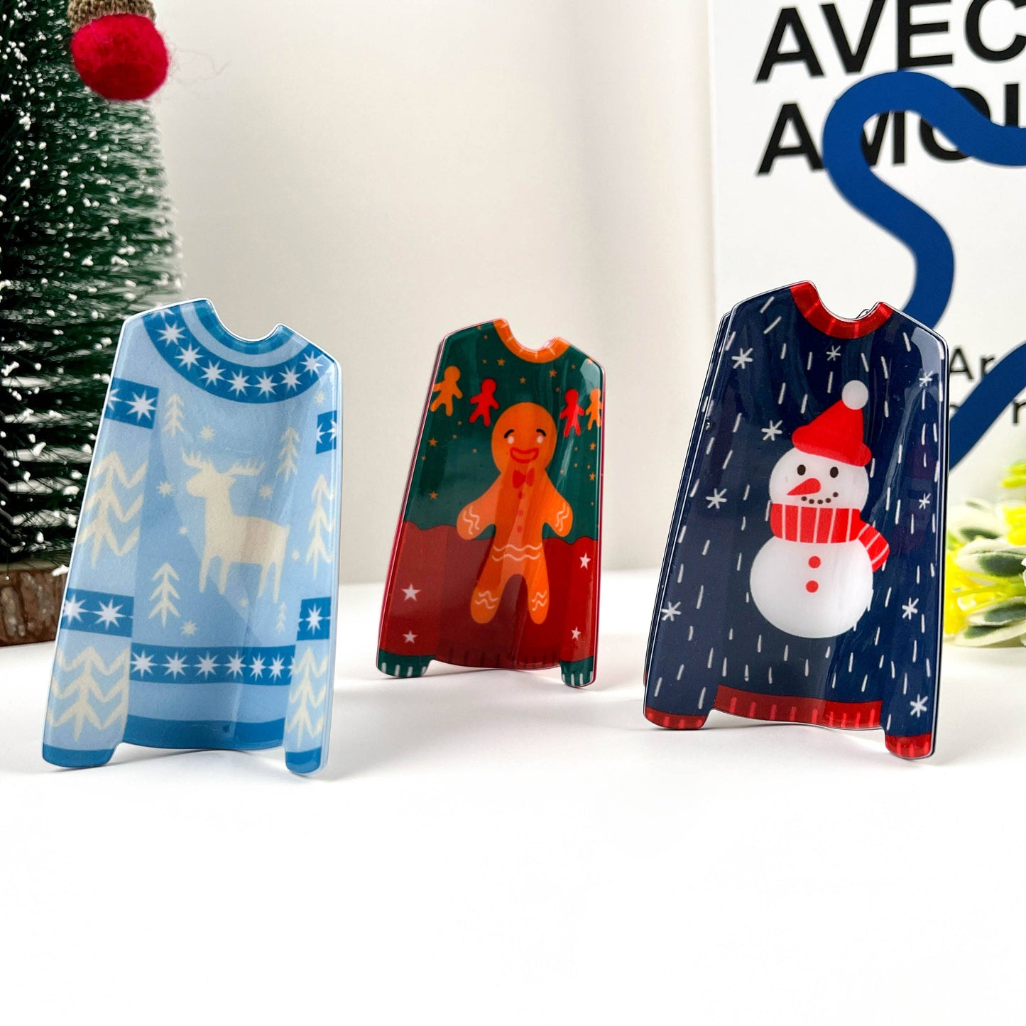 Sweater Style Hair Clip, Christmas Claw Clip