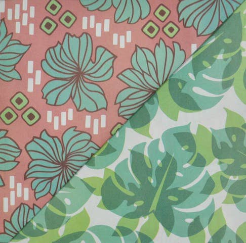 Retro Bloom/ Monstera Shadow ‚Ä¢ Reversible Eco Wrapping Paper