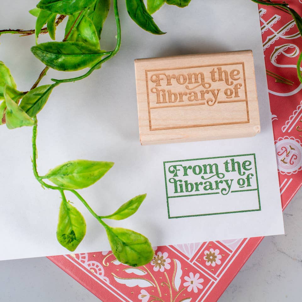 Retro From The Library Of Bookplate Rubber Stamp