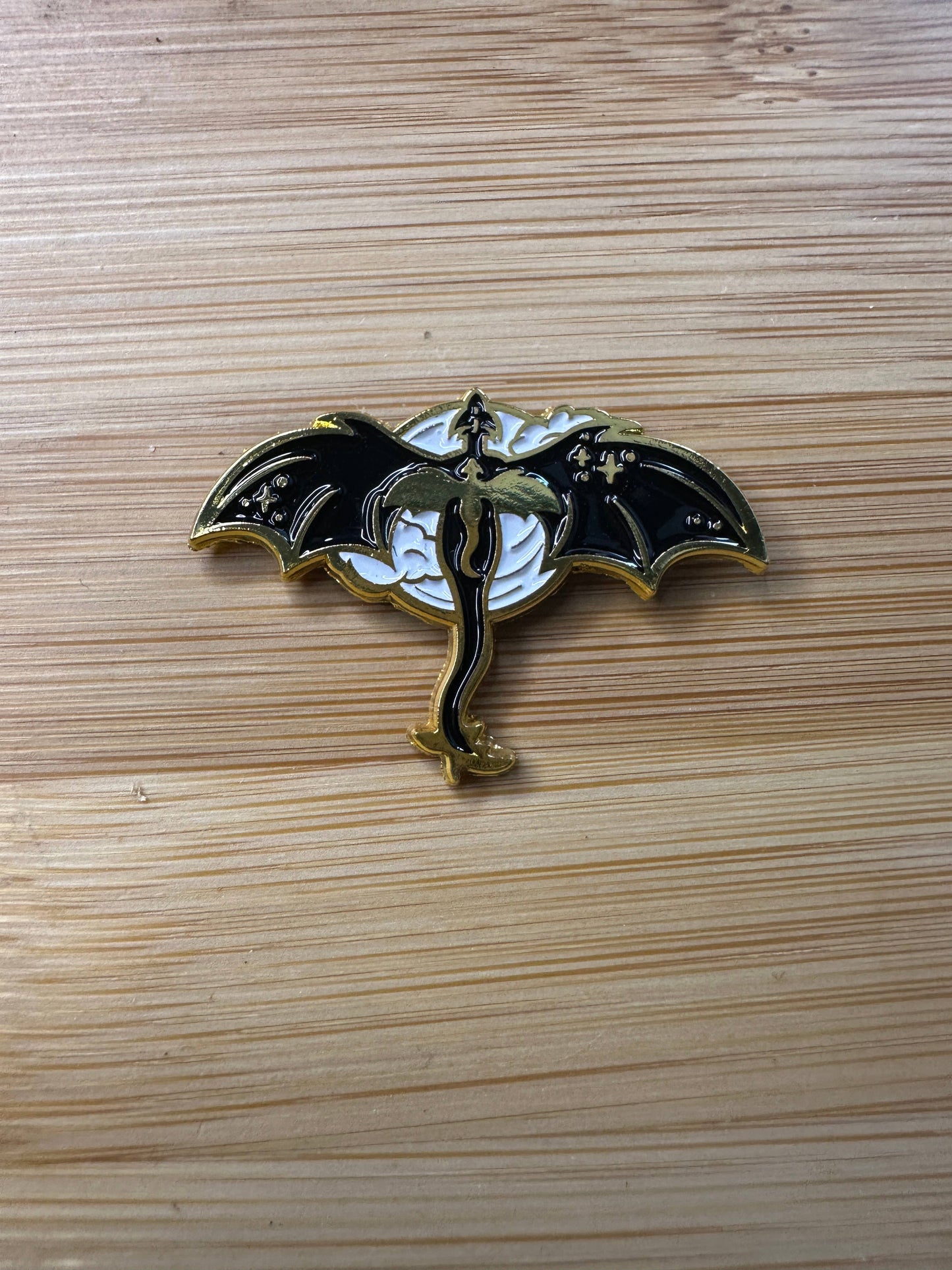 Two Dragons - Black and Gold Dragon Flying - Fourth Wing