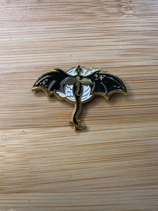 Two Dragons - Black and Gold Dragon Flying - Fourth Wing