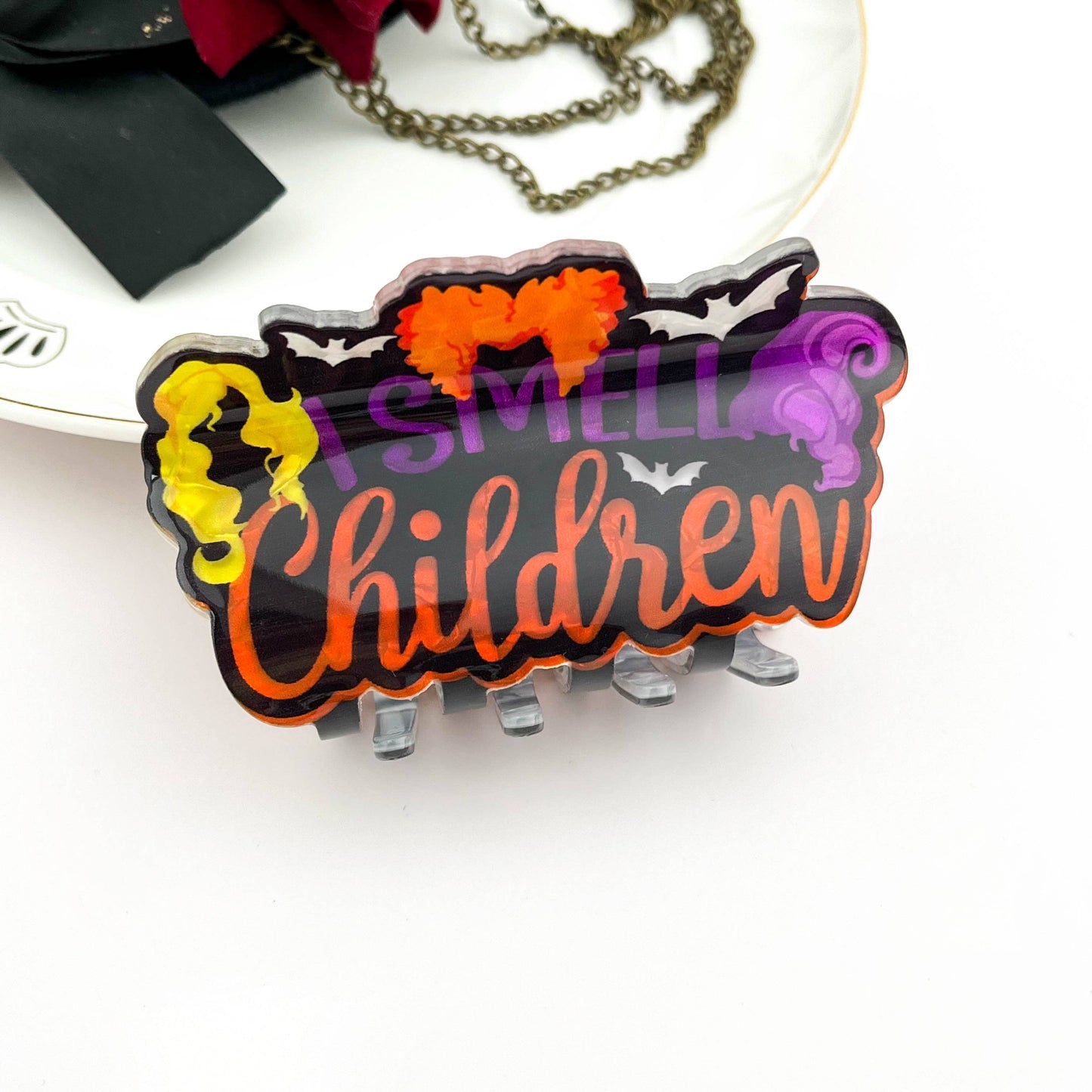 🎃 Pumpkin & Ghost Halloween Printed Hair Claw Clip
