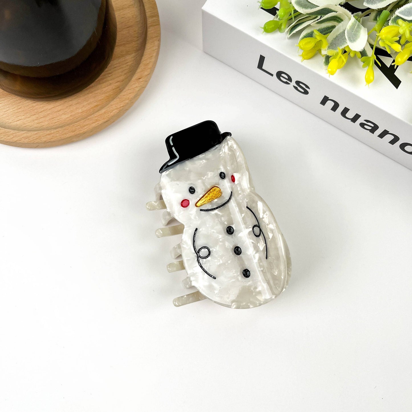 Hat Snowman Claw Clip, Christmas Winter Acetate Hair Clip