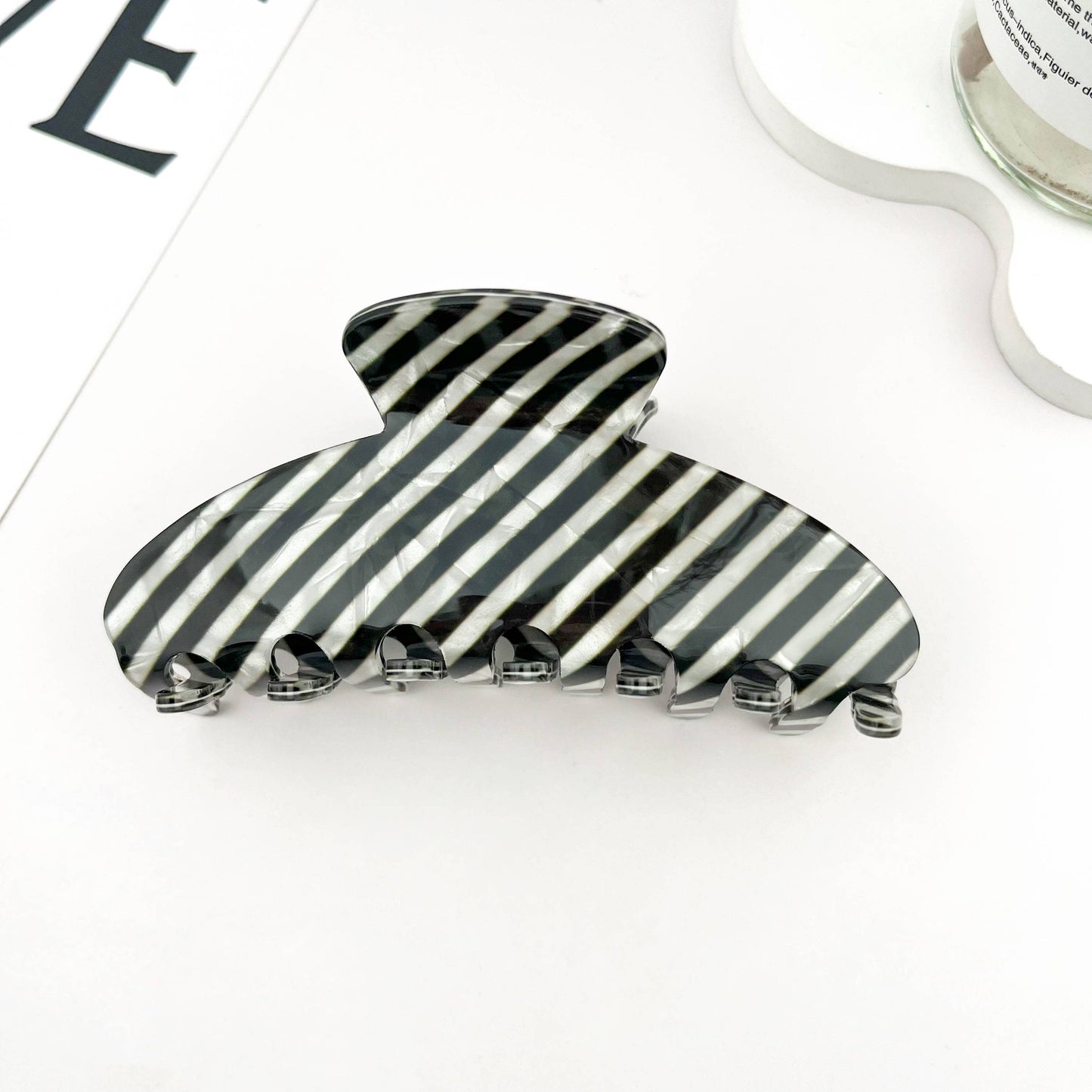 Striped Oversized PVC Geometric Claw Clip ‚Äì Bold & Chic