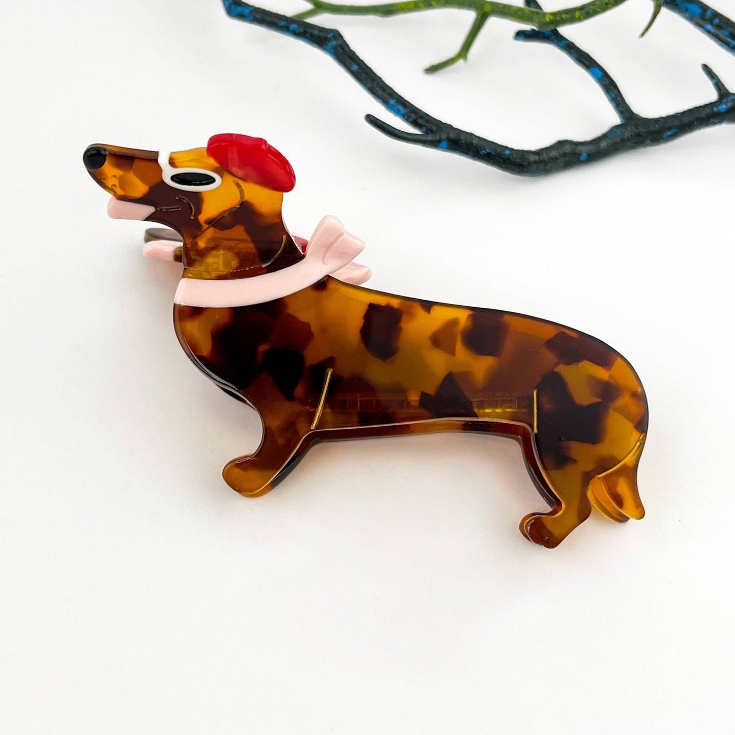 Smart & Playful Dachshund Acetate Hair Claw Clip
