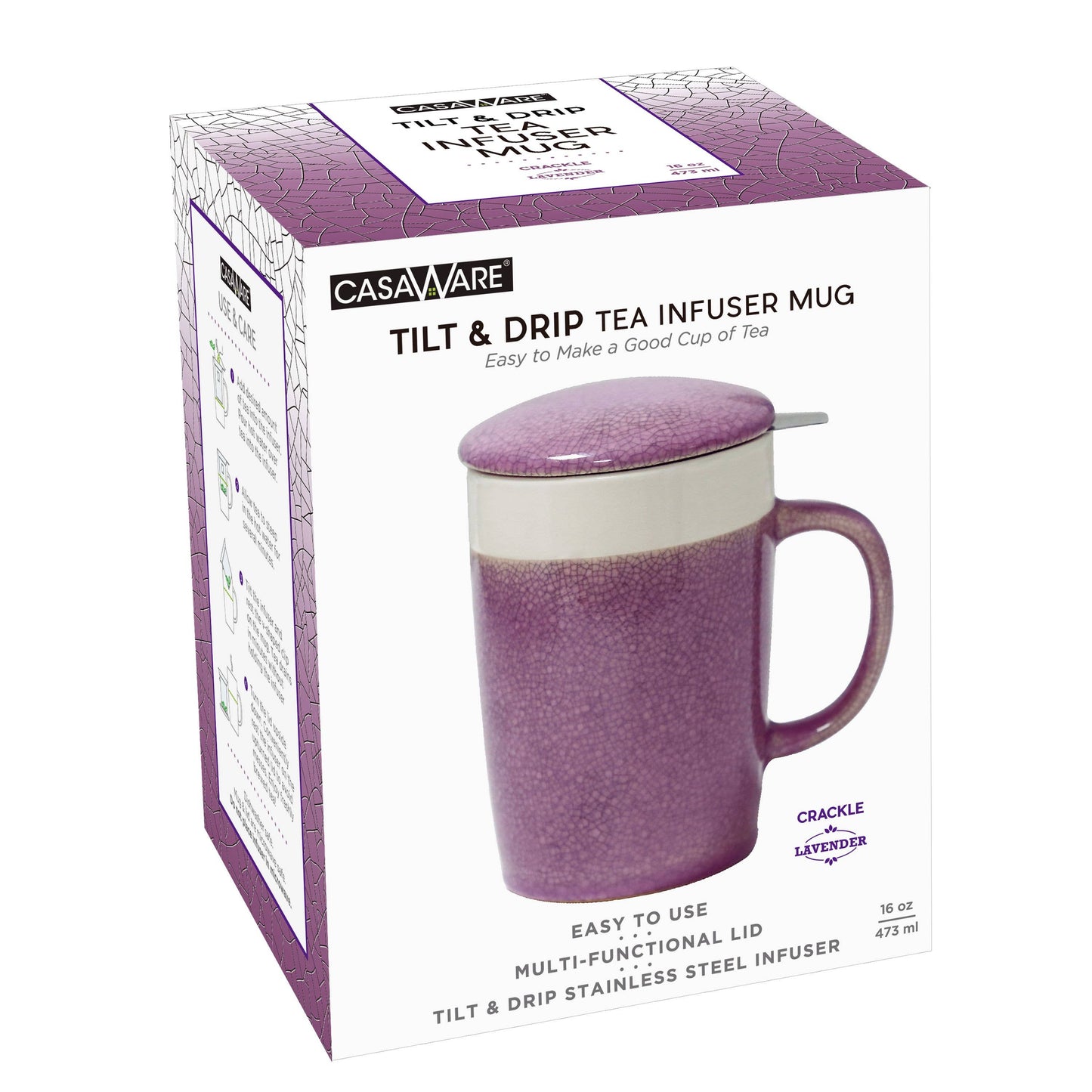16 oz Crackle Glaze Tea Infuser Mug