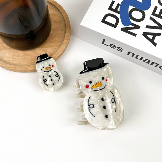 Hat Snowman Claw Clip, Christmas Winter Acetate Hair Clip