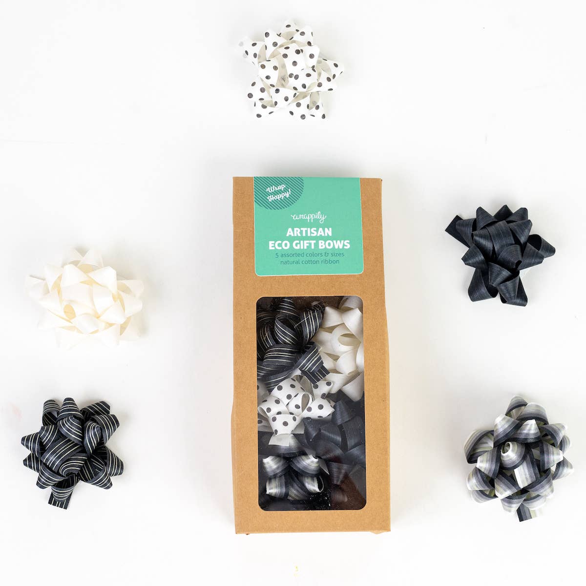 Eco Gift Bows ‚Ä¢ Artisanal Natural Cotton ‚Ä¢ Black & White Mix