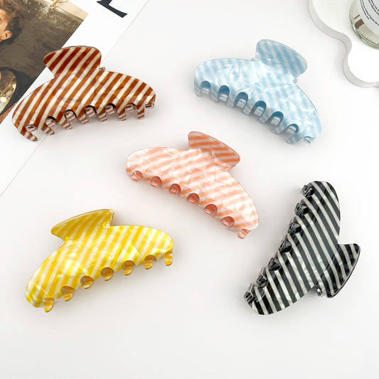 Striped Oversized PVC Geometric Claw Clip ‚Äì Bold & Chic