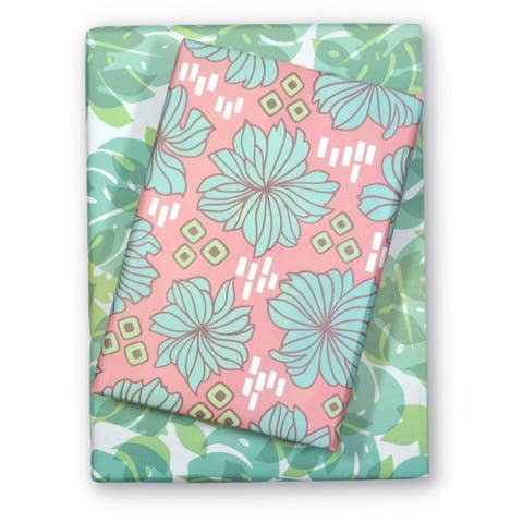 Retro Bloom/ Monstera Shadow ‚Ä¢ Reversible Eco Wrapping Paper