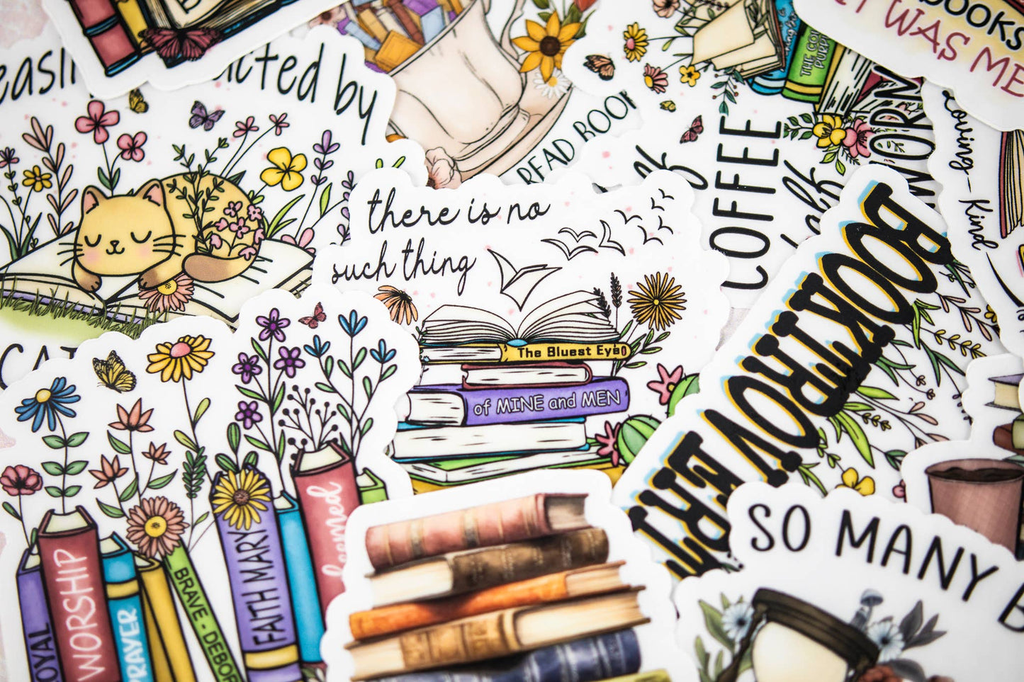 Drink Tea, Read Books, Be Happy, Vinyl Sticker, 3x3 in.