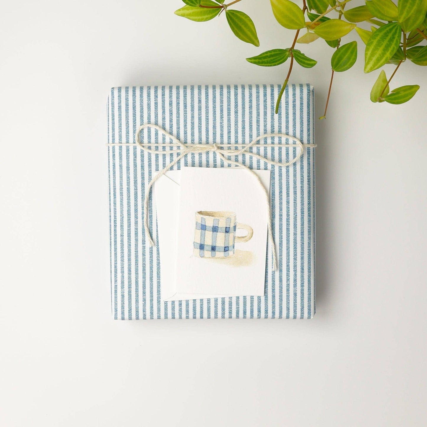 Gingham mug mini notecard