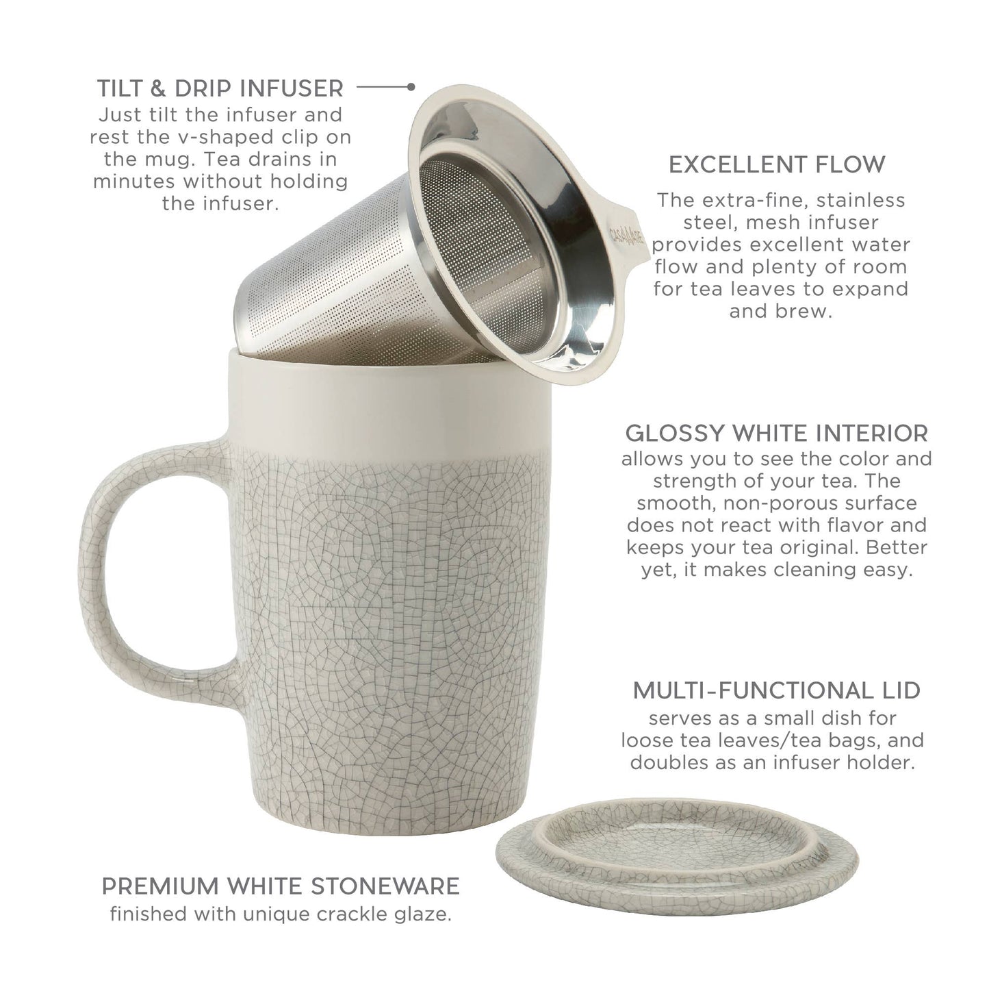 16 oz Crackle Glaze Tea Infuser Mug