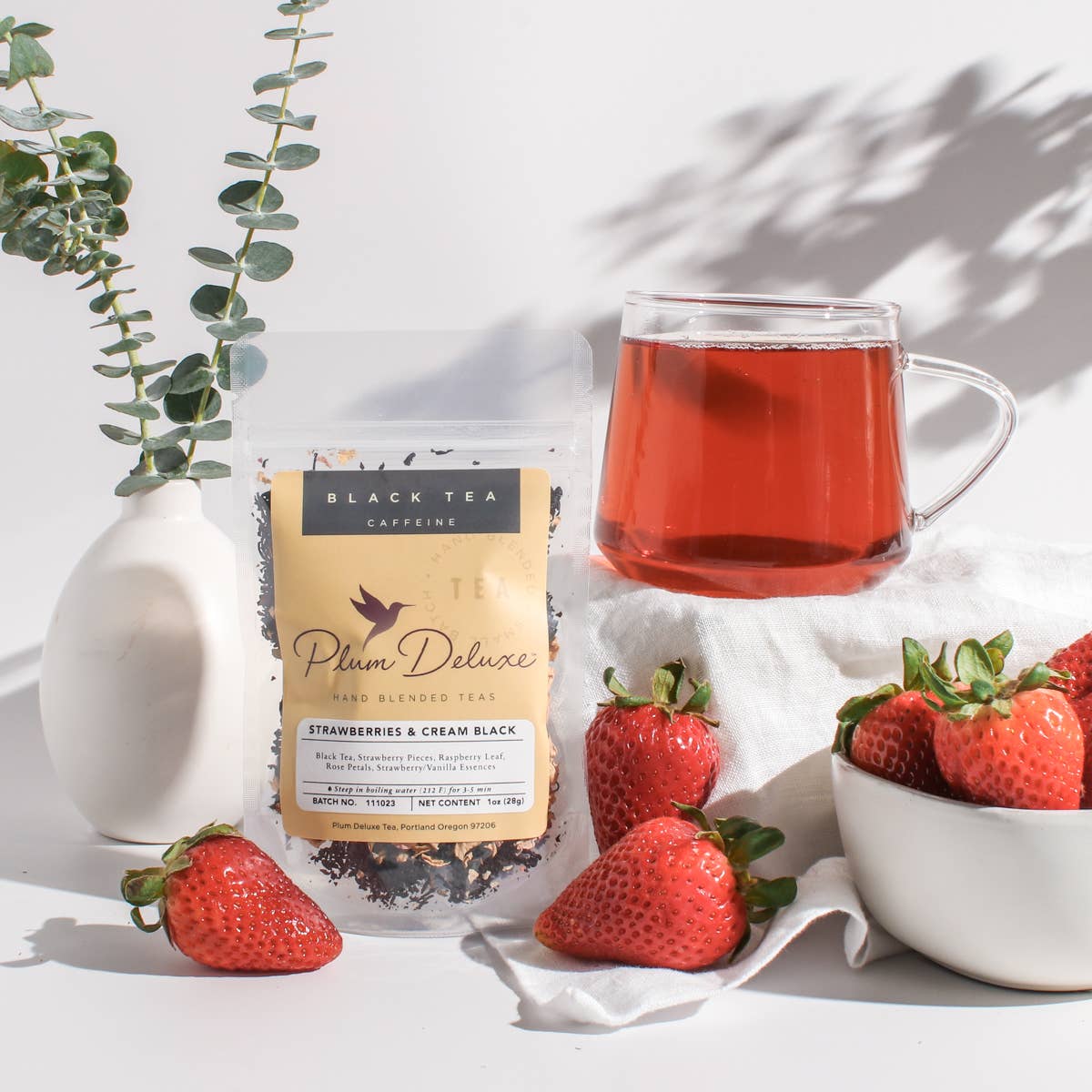 Strawberries and Cream Black Loose Leaf Tea with Rose