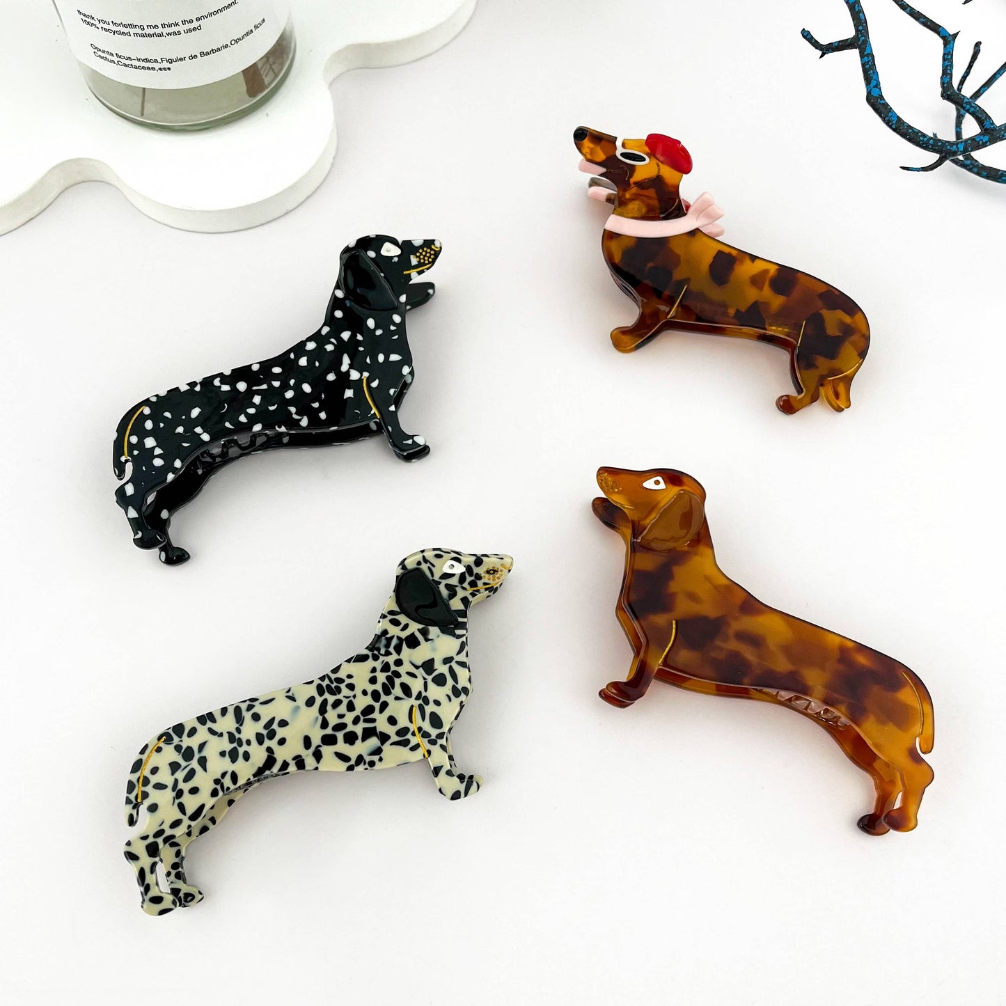 Smart & Playful Dachshund Acetate Hair Claw Clip