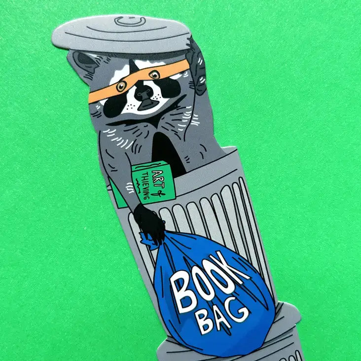 Naughty Book Loving Raccoon Bookmark (it's die cut!) LIMITED
