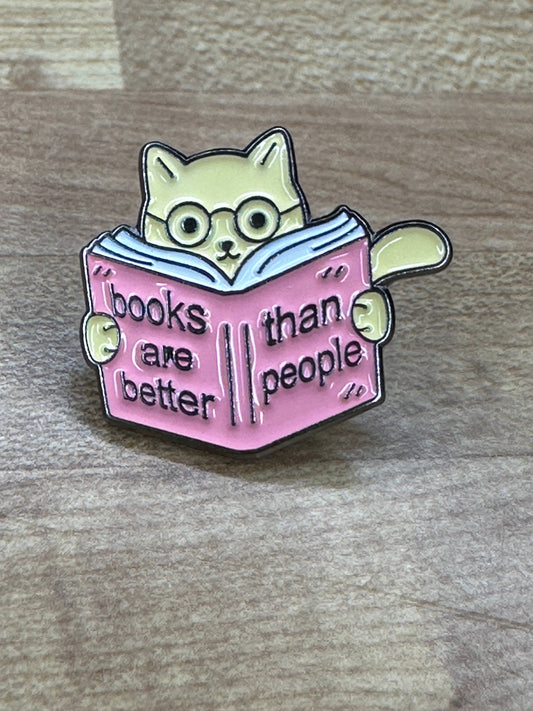 Books are Better Than People Cat Pin
