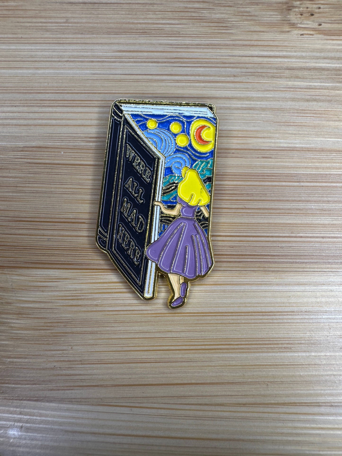 We're All Mad Here - Alice in Wonderland Van Gogh Pin