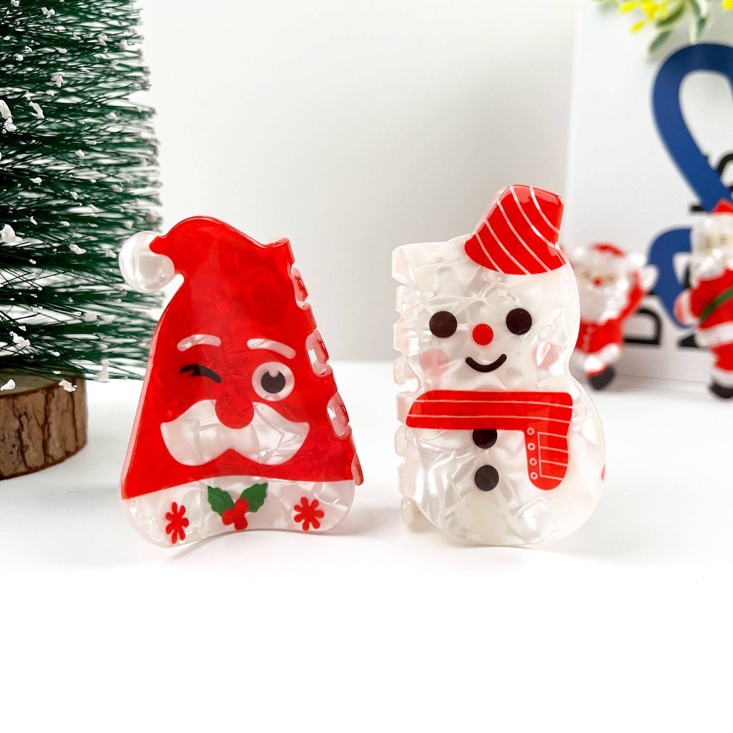 Cute Santa Claus Hair Clip, Red Christmas Claw Clips