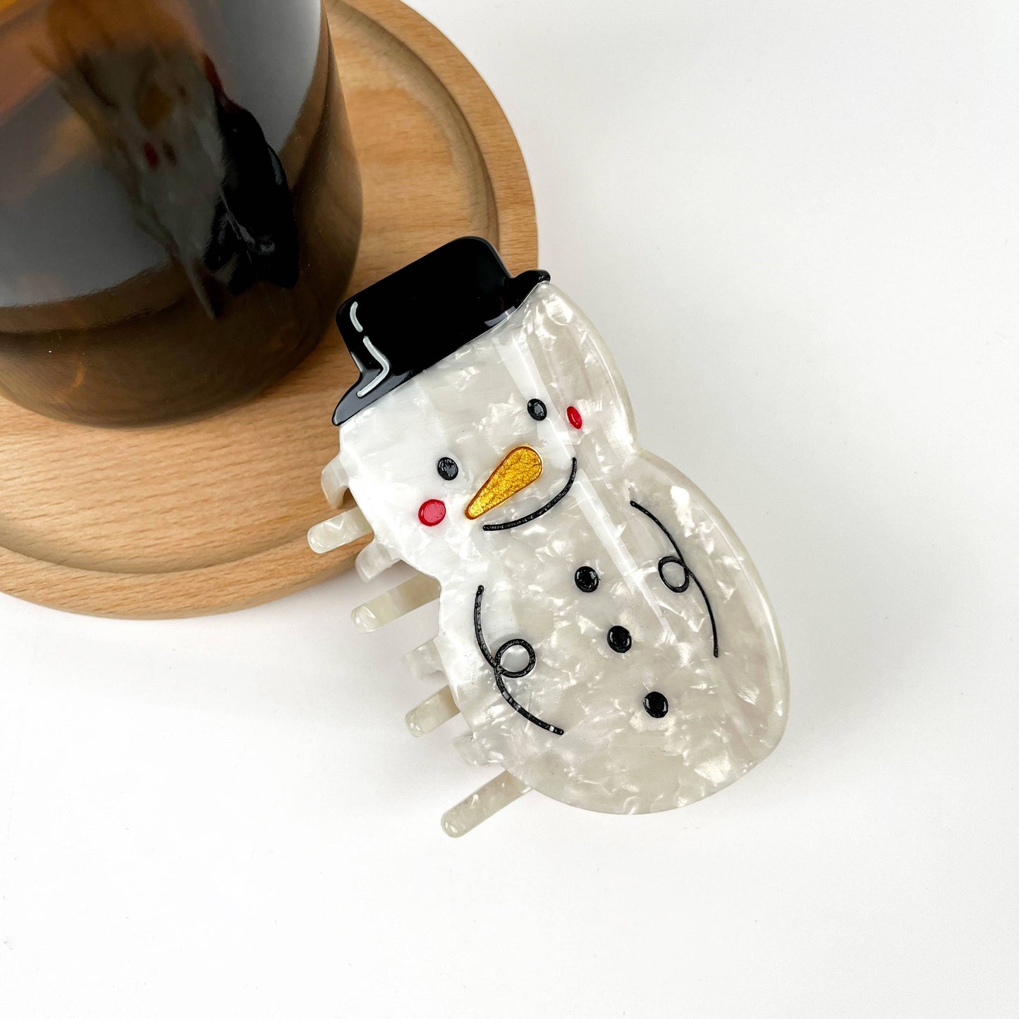 Hat Snowman Claw Clip, Christmas Winter Acetate Hair Clip