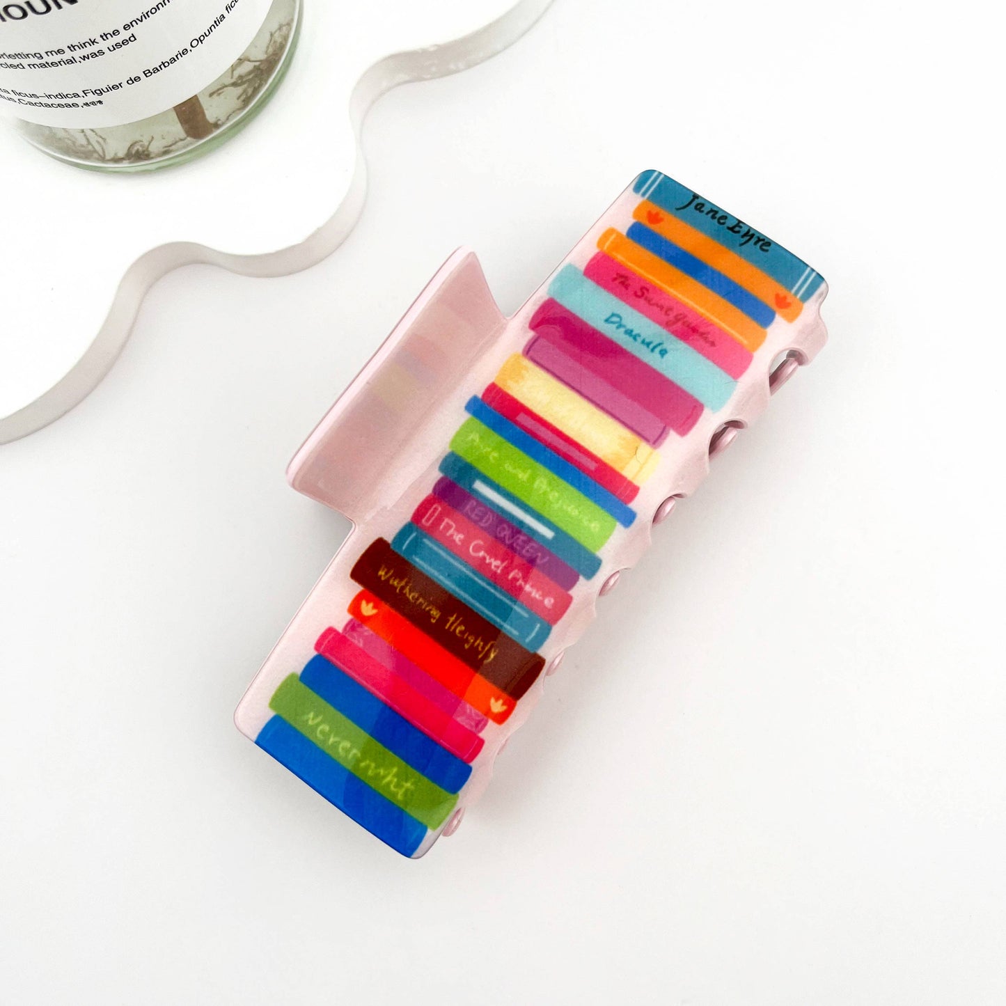 📚 Colorful Book Stack Hair Claw – PVC Study Buddy Clip