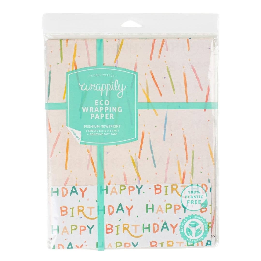 Candles/ Happy Birthday ¬†‚Ä¢ Double-Sided Eco Wrapping Paper