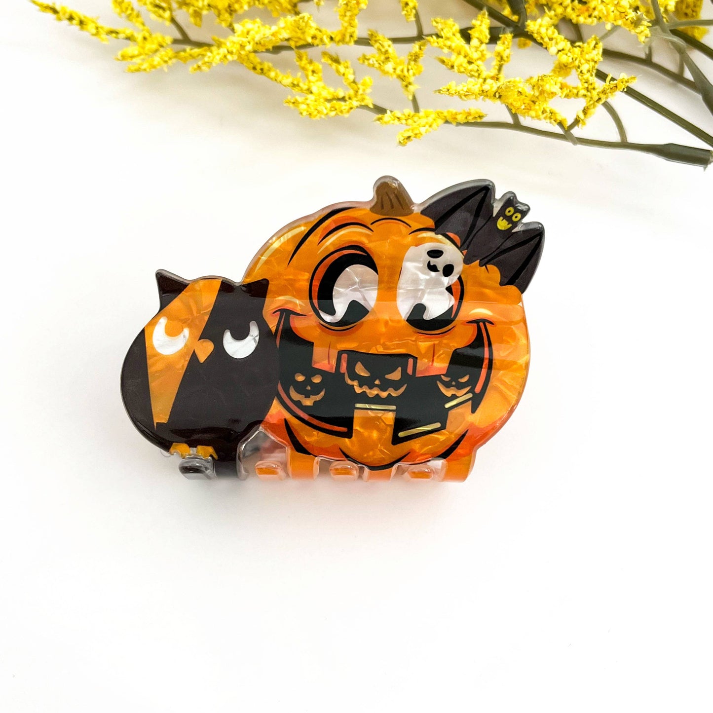 🎃 Pumpkin & Ghost Halloween Printed Hair Claw Clip