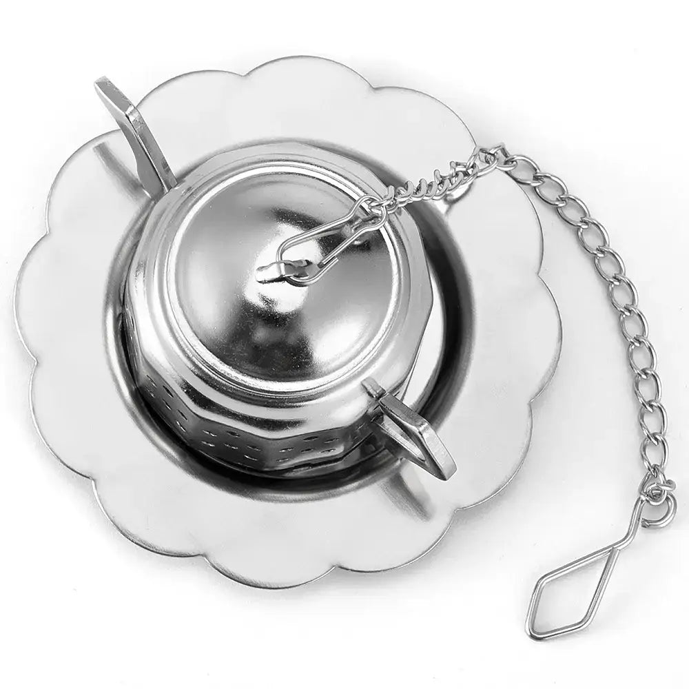 Stainless Steel Teapot Tea Infuser - 2.4", with Drip Tray