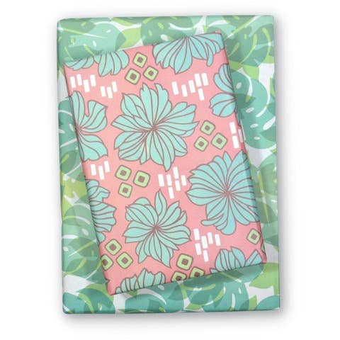 Retro Bloom/ Monstera Shadow ‚Ä¢ Reversible Eco Wrapping Paper