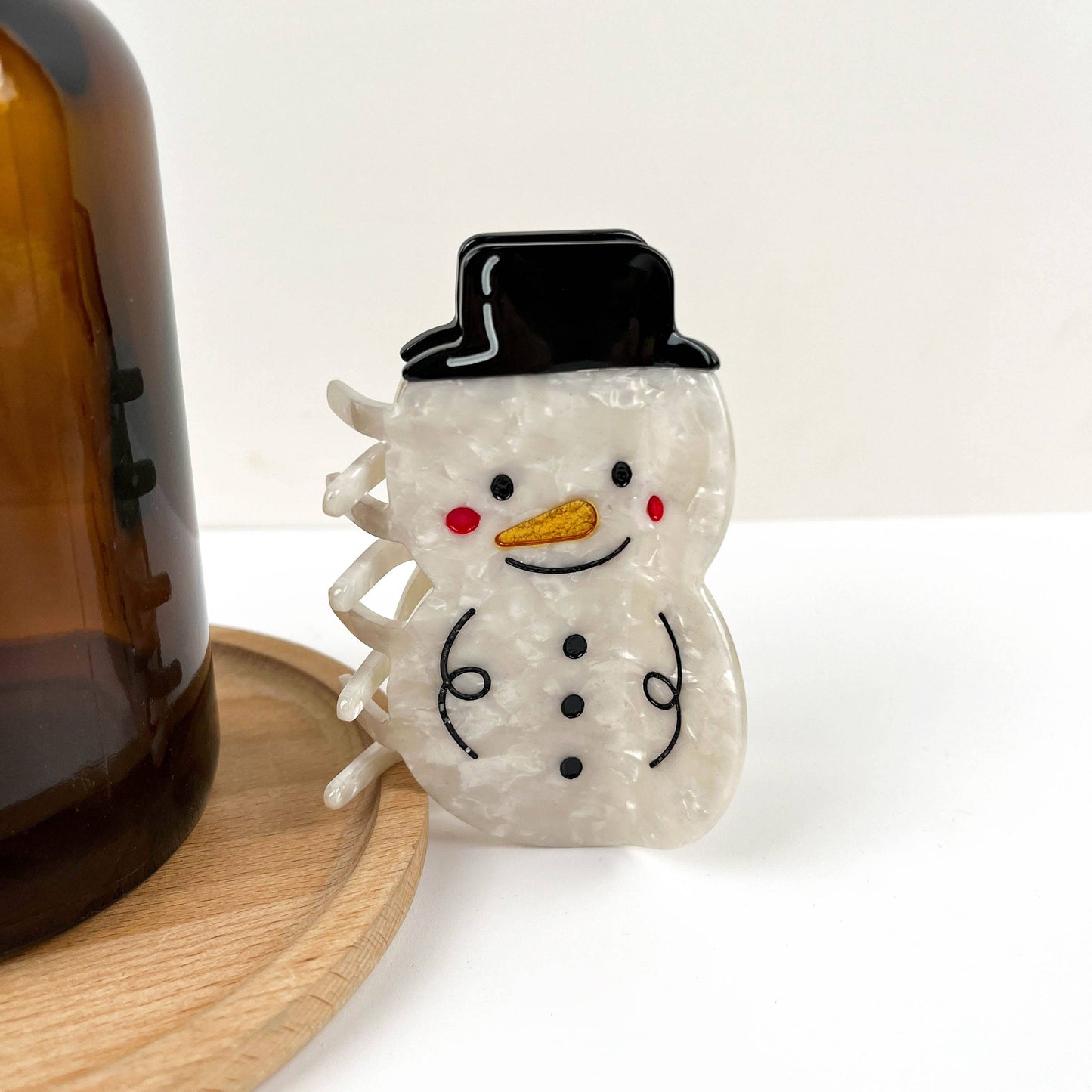 Hat Snowman Claw Clip, Christmas Winter Acetate Hair Clip