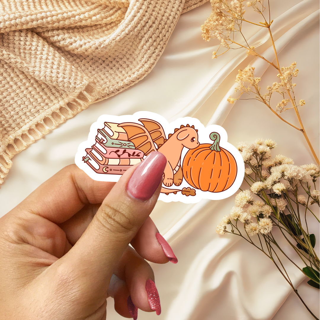 Autumn Dragon and Books Sticker