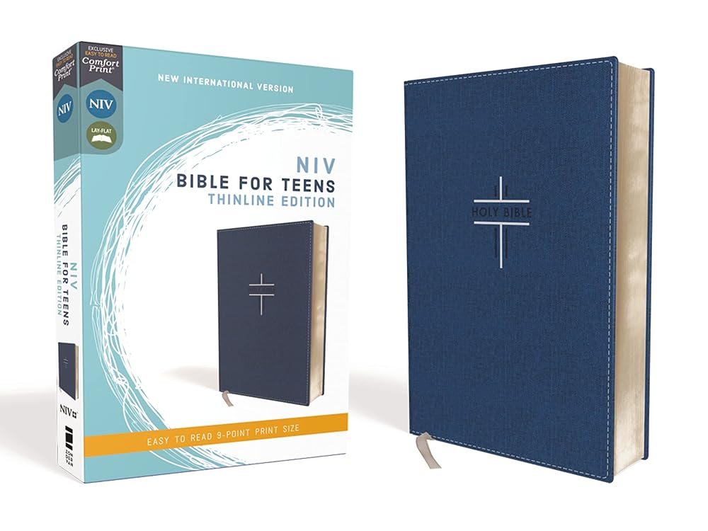 NIV, Bible for Teens, Thinline Edition, Leathersoft, Blue, Red Letter, Comfort Print cover image
