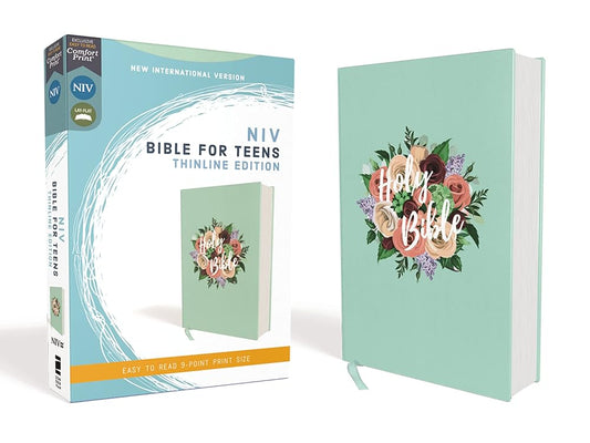 NIV, Bible for Teens, Thinline Edition, Cloth over Board, Floral, Red Letter, Comfort Print cover image