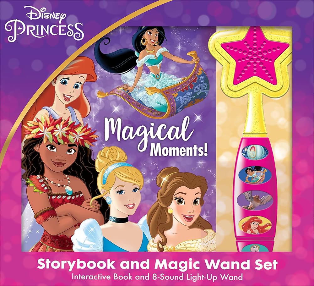 Disney Princess Moana, Belle, Cinderella, and more! - Magical Moments! Storybook and Magic Wand Toy Sound Book Set - PI Kids cover image