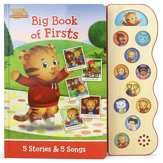 Daniel Tiger Big Book of Firsts for Toddlers: Let's Try New Things Together Includes Stories & Songs about the First Day of School, First Haircut, First Dentist Visit, and More! () cover image