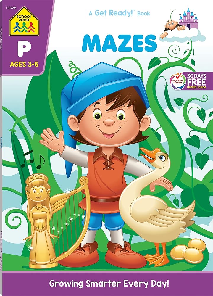 School Zone Mazes Workbook: 64 Pages, Preschool, Kindergarten, Maze Puzzles, Wide Paths, Colorful Pictures, Problem-Solving, Ages 3 to 5 (Get Ready! Book Series) cover image