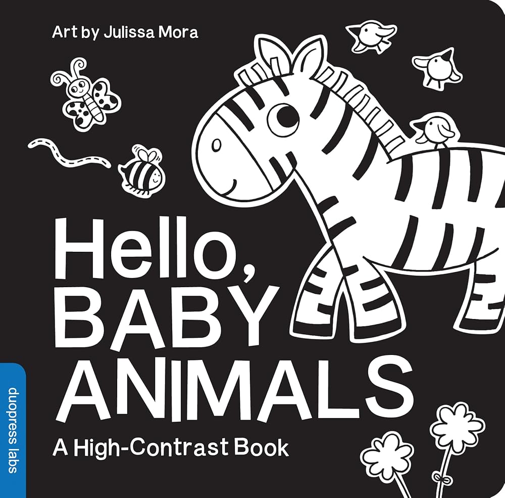 Hello, Baby Animals: A Black-and-White Board Book for Babies That Helps Visual Development (High-Contrast Books) cover image