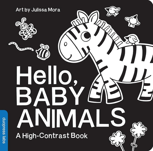 Hello, Baby Animals: A Black-and-White Board Book for Babies That Helps Visual Development (High-Contrast Books) cover image