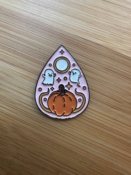 Ouija Board Planchette with Pumpkins and Ghosts Pin