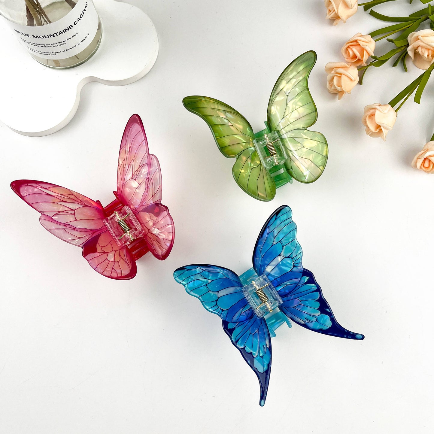 Simulation 3D butterfly elegant hair claw clip