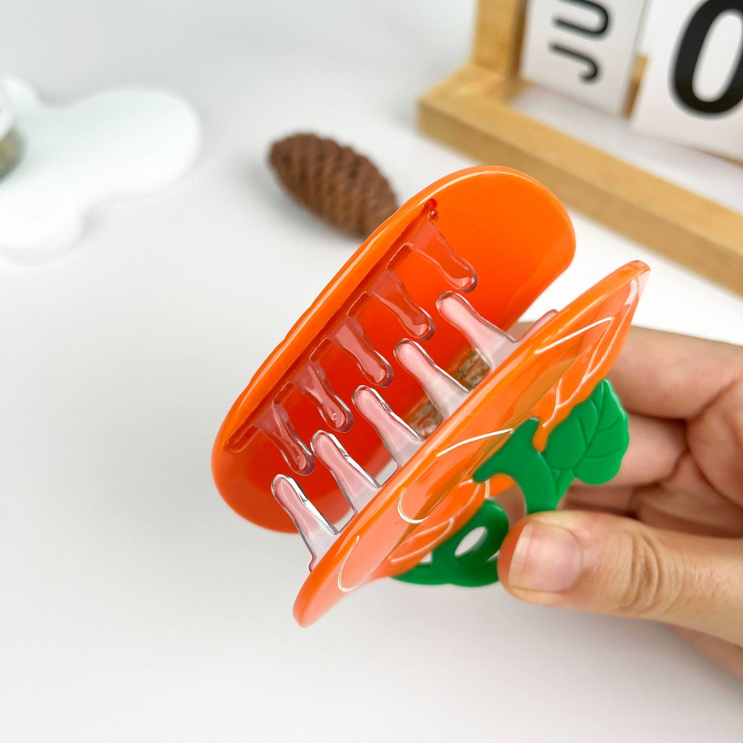 Simulation pumpkin acetate hair claw clip