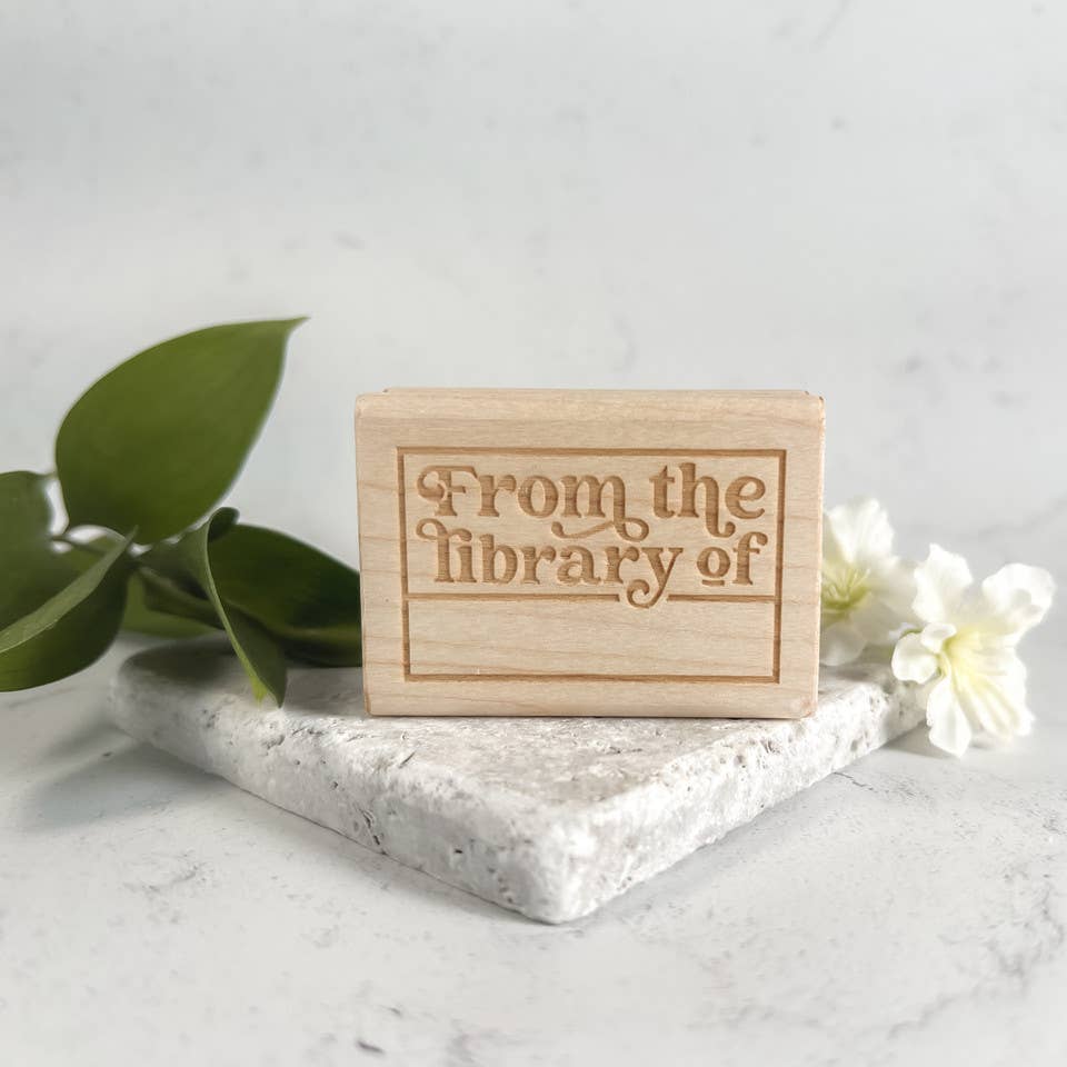 Retro From The Library Of Bookplate Rubber Stamp